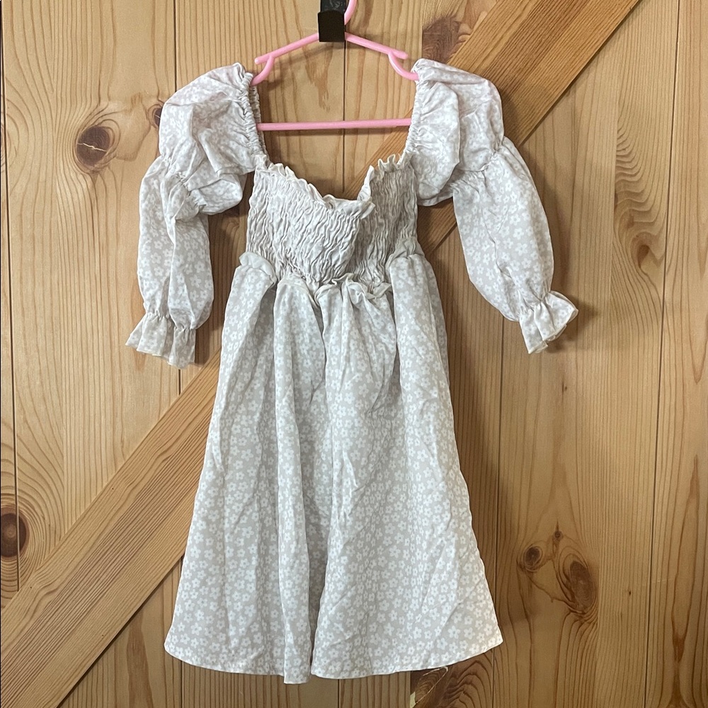 Elegant White Floral Kids Dress